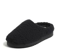 Dearfoams womens House Slippers Memory Foam Fuzzy Fiona Clog House Shoes, Black, 11-12