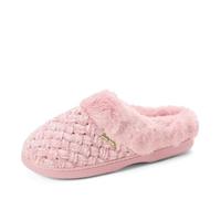 Dearfoams Women's House Slippers Memory Foam Slip On Claire Clog Indoor House Shoes, Pink, 11-12