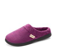Dearfoams Women's Indoor/Outdoor Memory Foam Darcy Microfiber Velour Clog, Wide Widths Slipper, Aubergine, 3/4 UK