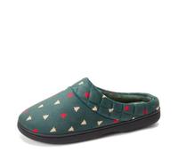 Dearfoams Women's Indoor/Outdoor Memory Foam Darcy Microfiber Velour Clog, Wide Widths Slipper, Green Trees, 9-10