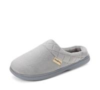 Dearfoams Women's Indoor/Outdoor Memory Foam Darcy Microfiber Velour Clog, Wide Widths Slipper, Sleet, 5/6 UK