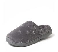 Dearfoams Women's Indoor/Outdoor Memory Foam Darcy Microfiber Velour Clog, Wide Widths Slipper, Starry Night Sky, 9/10 UK