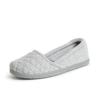 Dearfoams Women's Katie Velour Secure-fit Closed Back Memory Foam Comfort Slip on Loafer W/Rubber Sole Slipper, Light Heather Grey, 7/8 UK