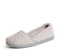 Dearfoams Women's Katie Velour Secure-fit Closed Back Memory Foam Comfort Slip on Loafer with Rubber Sole Slipper, Sleet, Small UK