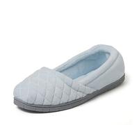 Dearfoams Womens Katie Velour Secure-fit Closed Back Memory Foam Comfort Slip on Loafer with Rubber Sole, Blue Wash, 5-6