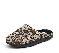 Dearfoams Women's Velour Clog Mule, Leopard, Small UK