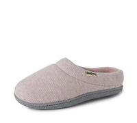 Dearfoams Women's Lacey Memory Foam Comfort Easy On/Off Clog Slipper, Pink Heather Knit, 7-8