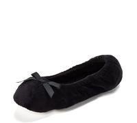 Dearfoams Women's Layla Ballerina with Suede Outsole Slipper, Black, Medium UK
