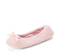 Dearfoams Women's Layla Ballerina with Suede Outsole Slipper, Dusty Pink, 3/4 UK