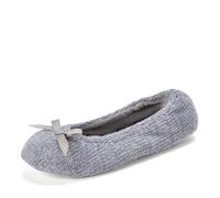 Dearfoams Women's Layla Ballerina with Suede Outsole Slipper, Sleet, 9/10 UK
