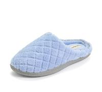 Dearfoams Women's Leslie Quilted Clog Slipper, Iceberg Blue Terry, Large UK