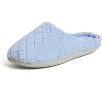 Dearfoams Women's Leslie Quilted Clog with Wide Widths Slipper, Iceberg Blue Terry, Large UK
