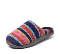 Dearfoams Women's Leslie Quilted Clog with Wide Widths Slipper, Multi Stripes Terry, 3/4 UK