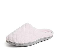 Dearfoams Women's Leslie Quilted Microfiber Terry Clog Loafer, Fresh Pink, Medium UK
