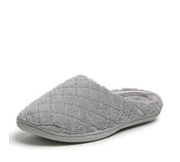 Dearfoams Women's Leslie Pantoffel, Gesteppt, Frottee, mit Breiten Mule, Mid-Grey, Small UK