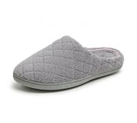 Dearfoams Women's Leslie Washable Memory Foam Clog with Wide Widths Loafer, Medium Grey Terry, 6.5/8 UK