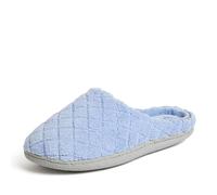 Dearfoams Women's Leslie Washable Memory Foam Terry Clog with Wide Widths Slipper, Iceberg, 3/4 UK