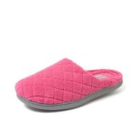 Dearfoams Women's Leslie Washable Memory Foam Terry Clog with Wide Widths Slipper, Paradise Pink, 9-10