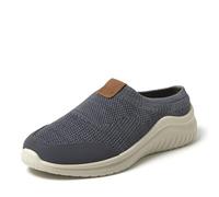 Dearfoams Womens Lightweight Breathable Gracie Sneaker with Arch Support Machine Washable Shoes Clog, Pavement, 10