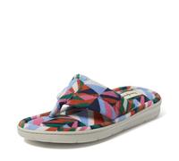 Dearfoams Women's Lightweight Terry Thong Memory Foam Summer Slipper, Bright Print, 7/8 UK