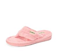 Dearfoams womens Lightweight Terry Thong Memory Foam Summer Slipper, Coral, 9-10