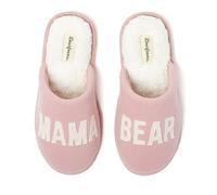 Dearfoams Women's Christmas Gifts for Mom Cute Matching Family Pajama Mama Bear Slipper, Blush Pink Fleece, 9/10 UK