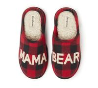 Dearfoams Women's Gifts for Mom Cute Cozy Mothers Day Mama Bear Slipper, Buffalo Plaid, Medium UK