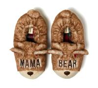 Dearfoams Women's Matching Family Holiday Mama Bear Sherpa Lined Moc Toe with Embroidery Slipper, Furry Teddy, 3/4 UK