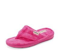 Dearfoams Women's Melanie Colorblocked Microfiber Terry Thong Slipper, Paradise Pink, 5-6