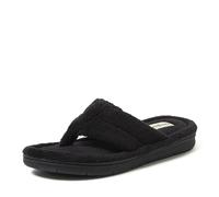 Dearfoams Women's Melanie Terry Thong Slipper, Black, 9-10