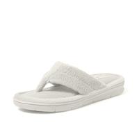 Dearfoams Women's Melanie Terry Thong Slipper, White Muslin, 5-6