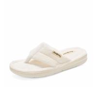 Dearfoams Women's Melanie Terry Thong Slipper, White Muslin, 5-6