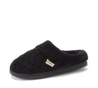 Dearfoams womens Memory Foam House Slippers - Libby Terry Clog With Wide Widths, Black, 11-12