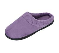 Dearfoams Women's Darcy Microfibre Velour Clog with Quilted Cuff Mule, Smokey Purple, Medium UK
