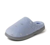 Dearfoams Women's Memory Foam Indoor Outdoor Darcy Velour Clog House Slipper with Wide Widths, Starry Sky, 7-8