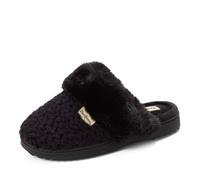 Dearfoams Women's Memory Foam Slippers Courtney Knit Scuff Indoor House Shoes, Black, 9/10 UK