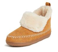 Dearfoams Women's Moritz Indoor/Outdoor Cozy Bootie Camping Furry Slipper, Whiskey, 5 UK
