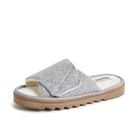 Dearfoams Women's Norma Adjustable Wool Slide Slipper, Light Heather Grey, Medium UK