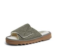 Dearfoams Women's Norma Adjustable Wool Slide Slipper, Moss, Medium UK