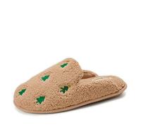 Dearfoams Women's Novelty Gift Teddy Sherpa Scuff Slip-on House Shoe Slipper, Christmas Tree Icon, Medium UK