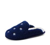 Dearfoams Women's Novelty Gift Teddy Sherpa Scuff Slip-on House Shoe Slipper, Snowflake Icon, Medium UK