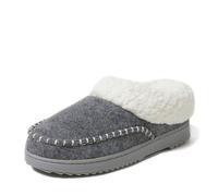 Dearfoams Women's Nyla Moc Toe Clog, Felted and Checked Slipper, Light Mottled Grey, 5/6 UK