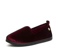 Dearfoams Women's Rachel Shiny Velour Closed Back Slipper, Burgundy, X-Large UK