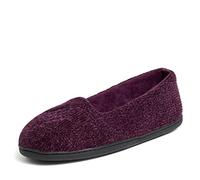 Dearfoams Women's Rebecca Chenille Closed Back Slipper, Aubergine Chenille, 11-12