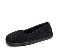 Dearfoams Women's Rebecca Chenille Closed Back with Wide Widths Slipper, Black, Small UK