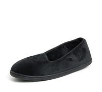 Dearfoams Women's Rebecca Lightweight Cozy Memory Foam Closed Back Slipper with Wide Widths, Black Velour, 9/10 UK