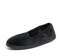 Dearfoams Women's Rebecca Lightweight Cozy Memory Foam Closed Back Slipper with Wide Widths, Black Velour, 5/6 UK