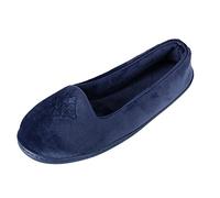 Dearfoams Women's Rebecca Lightweight Cozy Memory Foam Closed Back Slipper with Wide Widths, Peacoat Velour, 3/4 UK