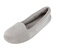 Dearfoams Women's Rebecca Lightweight Cozy Memory Foam Closed Back Slipper with Wide Widths, Pewter Velour, 3/4 UK