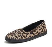Dearfoams Women's Rebecca Microfiber Closed Back Slipper, Leopard Velour, Large UK